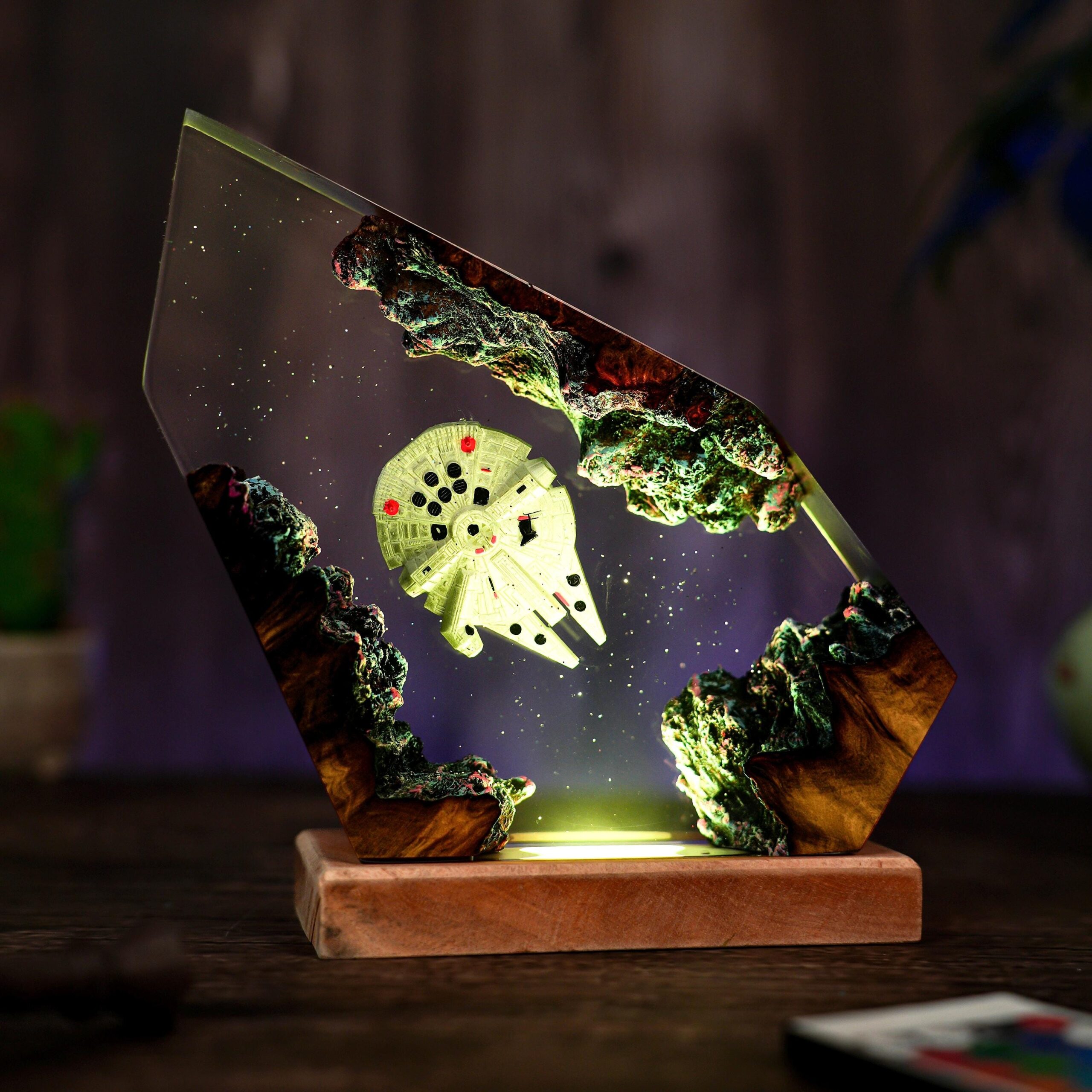 Space Galaxy Resin Lamp Wood Epoxy Night Light Epoxy Night Lamp For Spacecraft Interstellar Resin Lamp Hallowen Gift-5