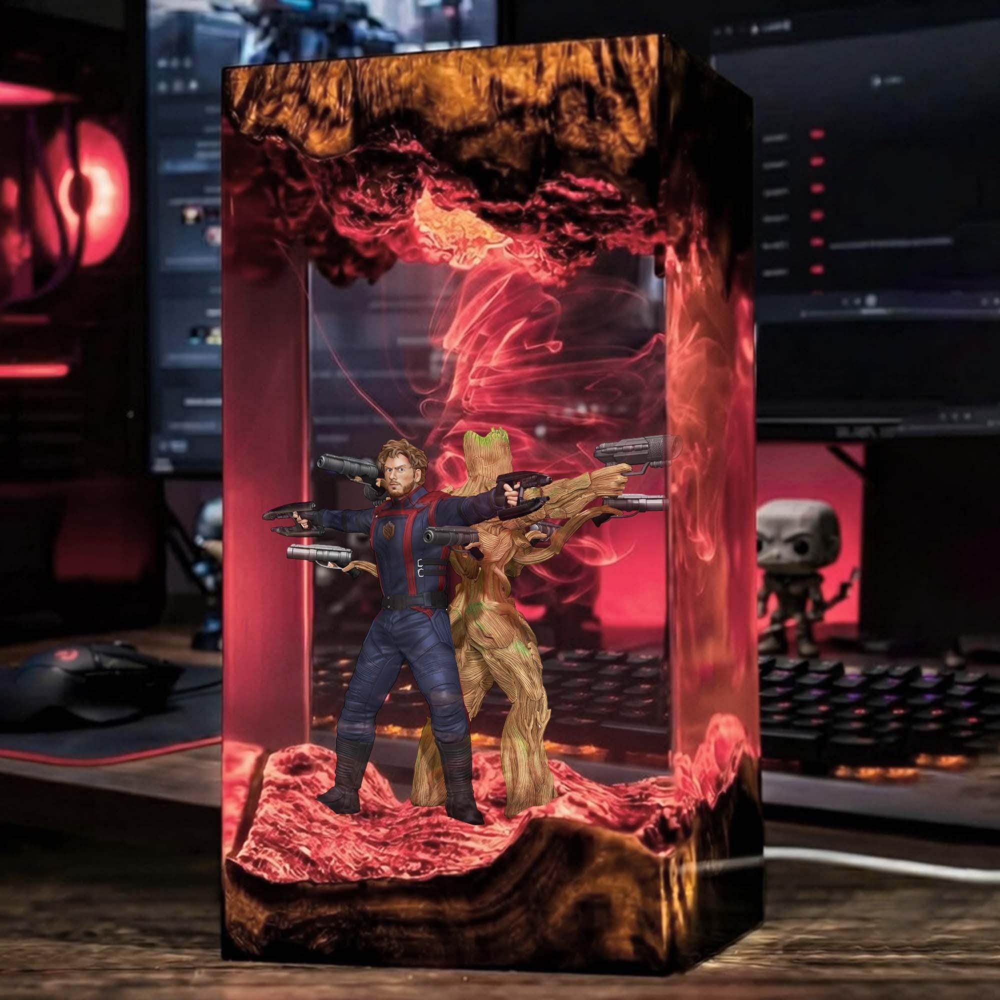 Star Lord Groot Resin Lamp Guardians Of The Galaxy Marvel Led Night Light Superhero Desk Decor Gift Gaming Decor Desk Lamp-2