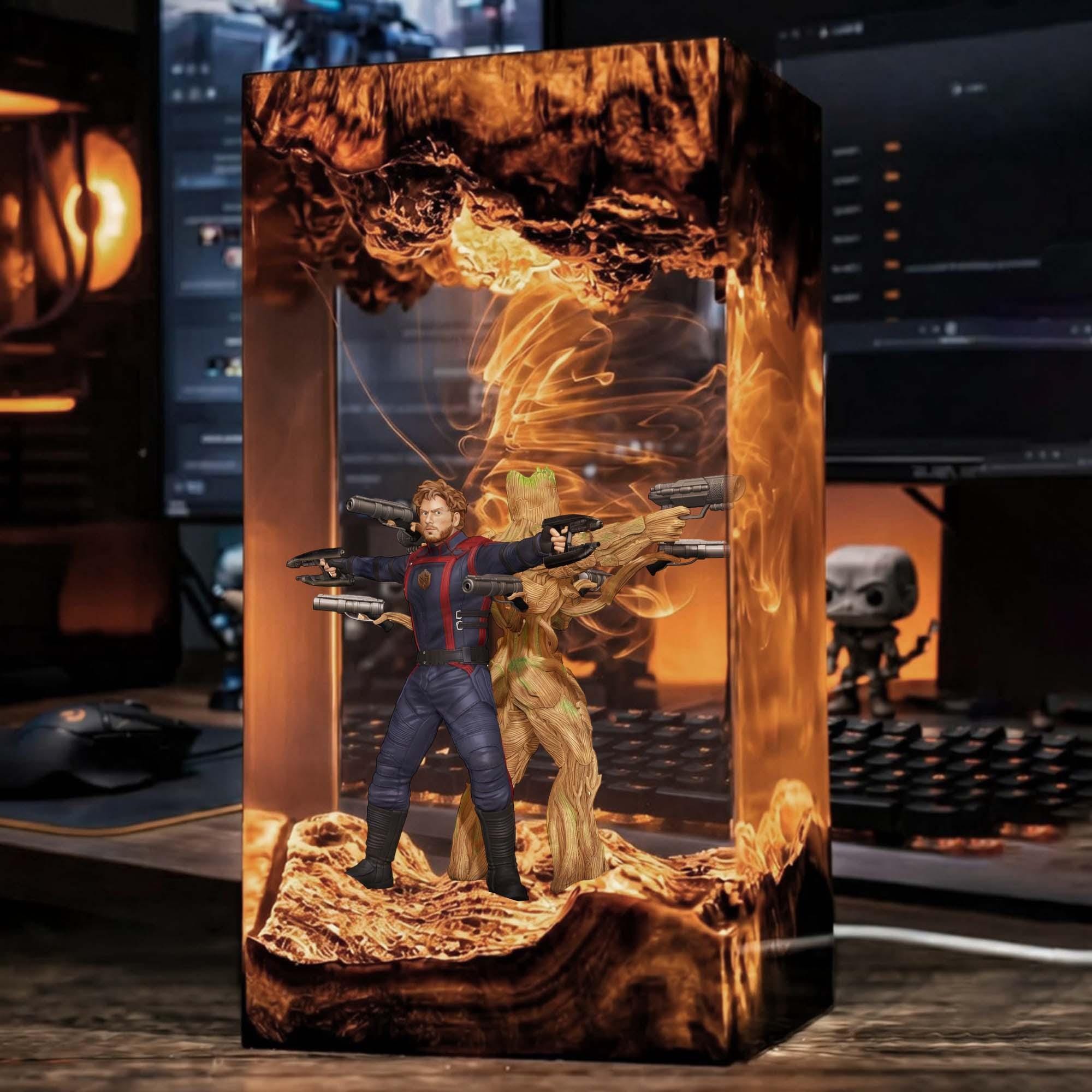 Star Lord Groot Resin Lamp Guardians Of The Galaxy Marvel Led Night Light Superhero Desk Decor Gift Gaming Decor Desk Lamp-3