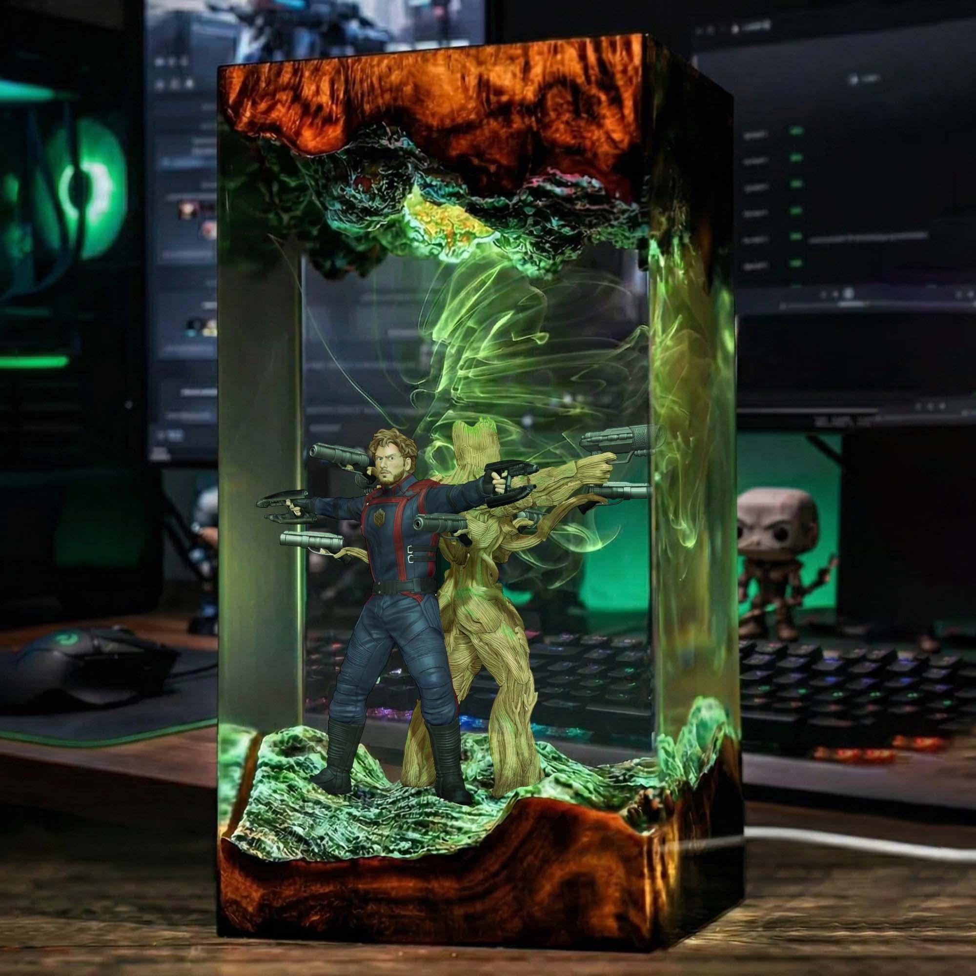 Star Lord Groot Resin Lamp Guardians Of The Galaxy Marvel Led Night Light Superhero Desk Decor Gift Gaming Decor Desk Lamp-4