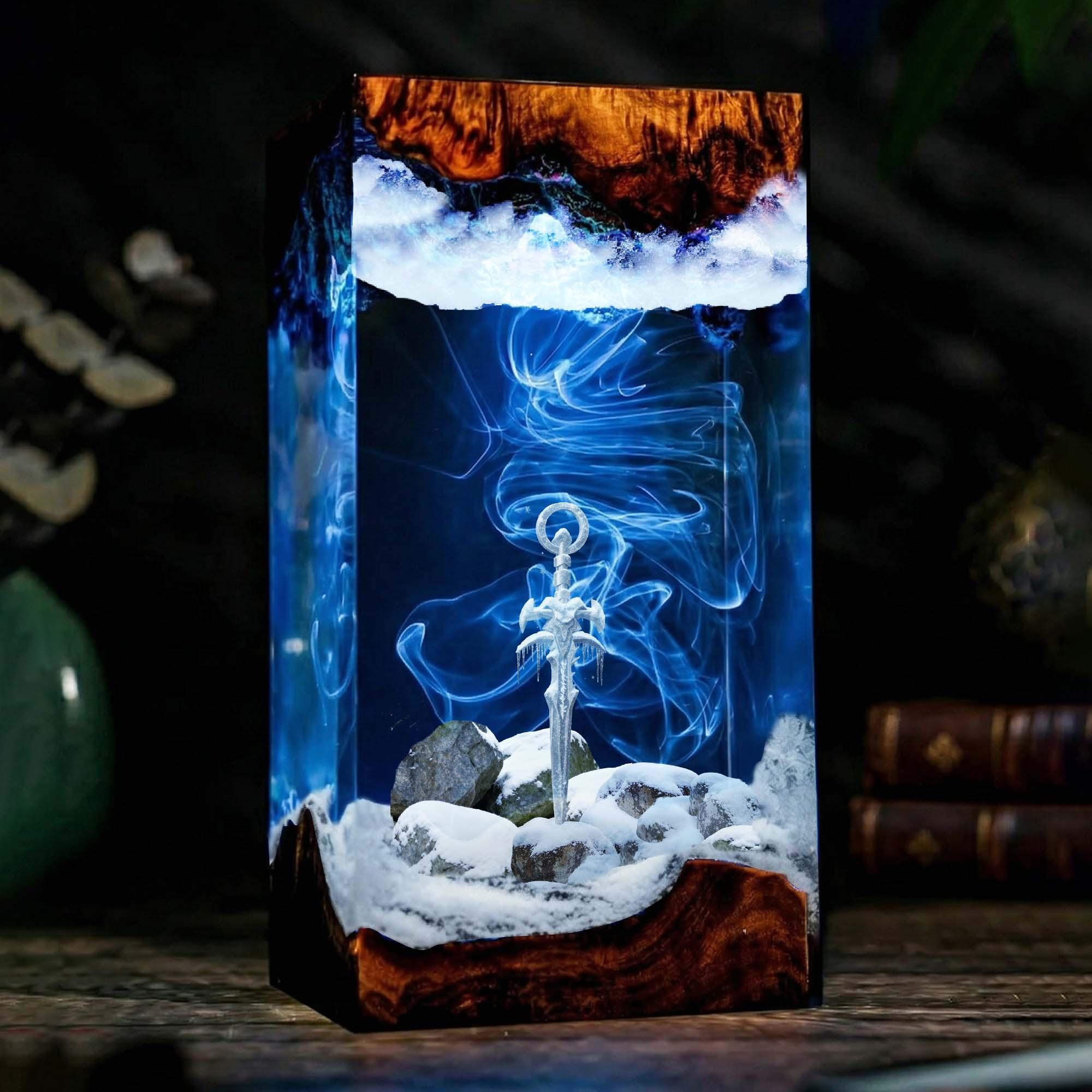 Sword Frostmourne Resin Lamp Game Art Night Light Unique Gamer Gift For Him Gaming Room Decor Custom Frostmourne-1