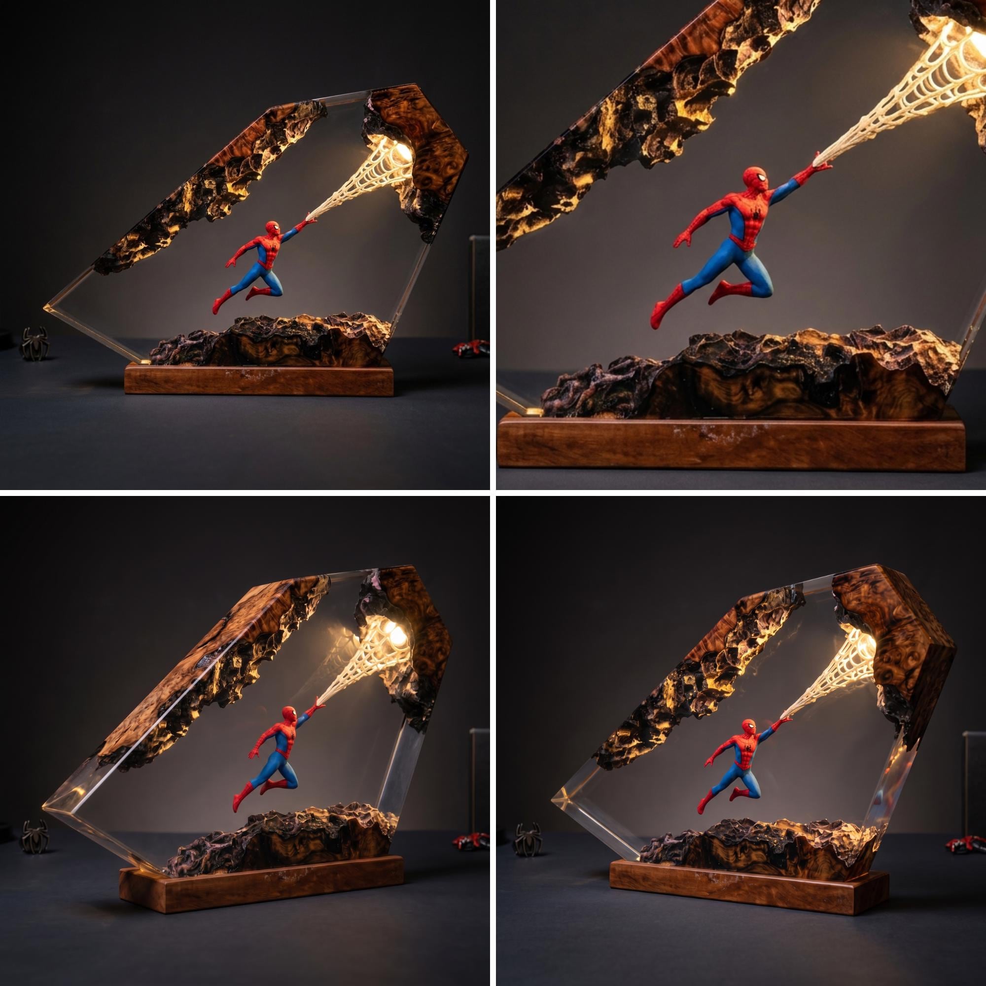 Web Warrior Resin Lamp Masked Superhero Night Light City Adventure Decor Comic Fan Display Movie Inspired Collectible Christmas Gift-4
