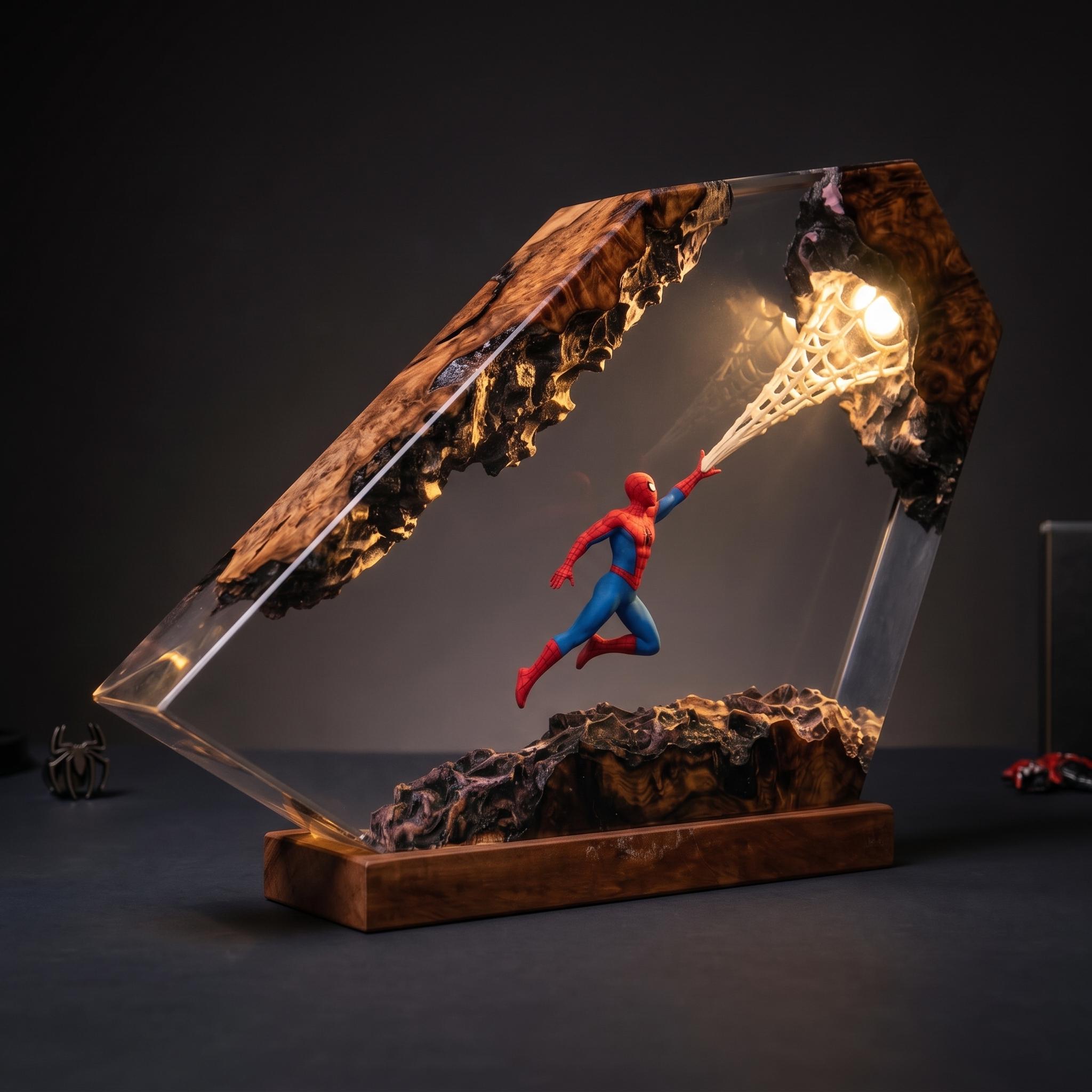Web Warrior Resin Lamp Masked Superhero Night Light City Adventure Decor Comic Fan Display Movie Inspired Collectible Christmas Gift-5