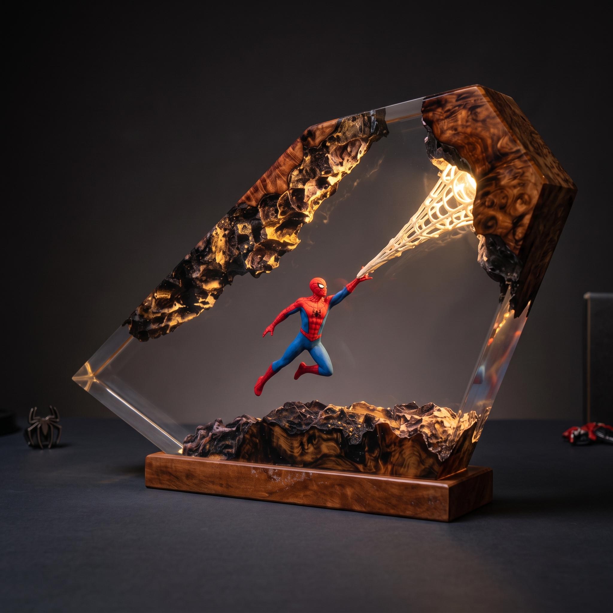 Web Warrior Resin Lamp Masked Superhero Night Light City Adventure Decor Comic Fan Display Movie Inspired Collectible Christmas Gift-6