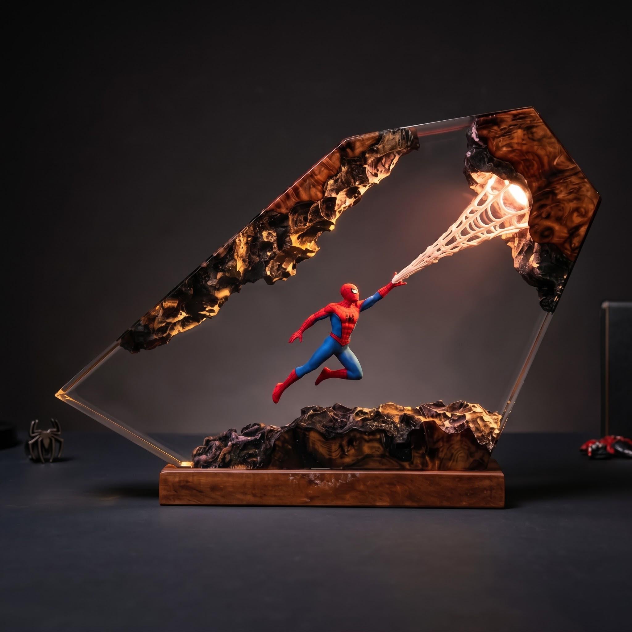 Web Warrior Resin Lamp Masked Superhero Night Light City Adventure Decor Comic Fan Display Movie Inspired Collectible Christmas Gift-7