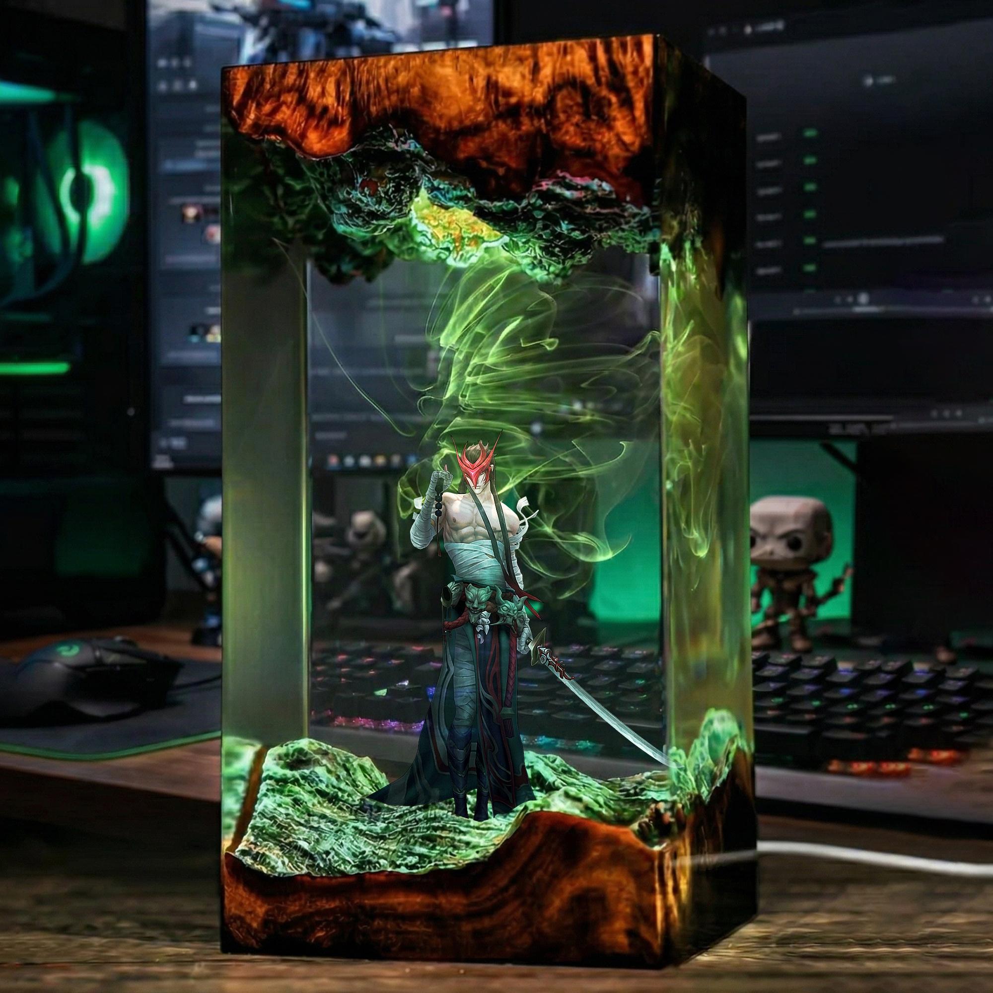 Yone Resin Lamp League Of Legends Epoxy Led Night Light Game Lol Desk Decor Lol Gaming Room Lamp Gamer Gift Desk Lamp-1