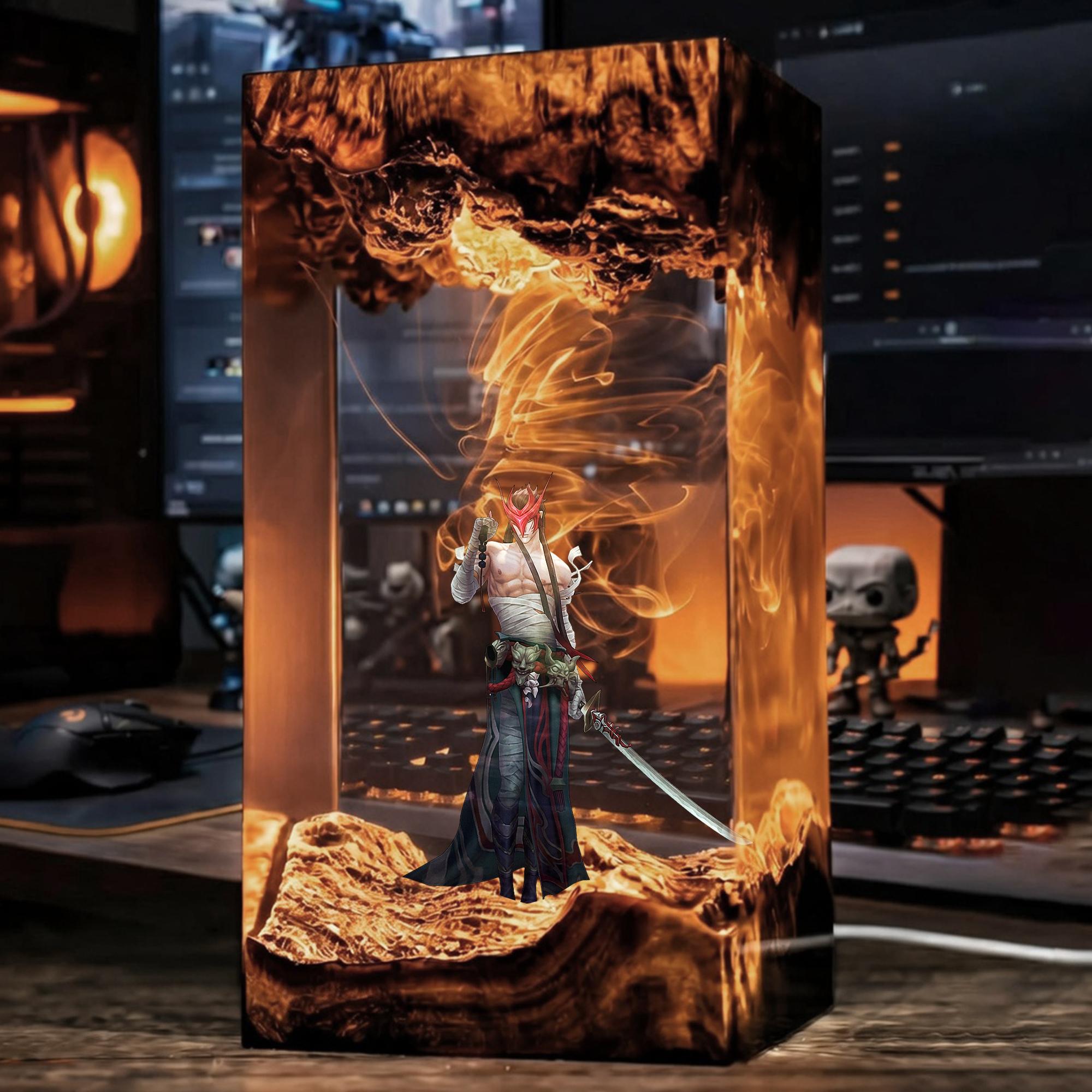 Yone Resin Lamp League Of Legends Epoxy Led Night Light Game Lol Desk Decor Lol Gaming Room Lamp Gamer Gift Desk Lamp-3